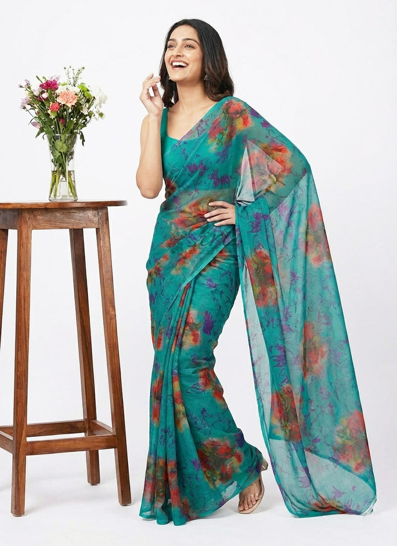 High Quality Garden Vareli Super Nara Chiffon Saree