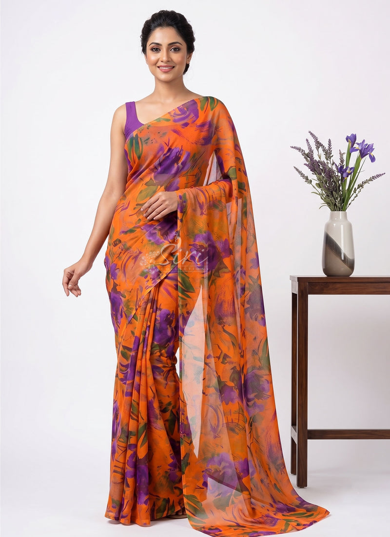 Exclusive Light Weight Garden Vareli Super Nara Chiffon Saree