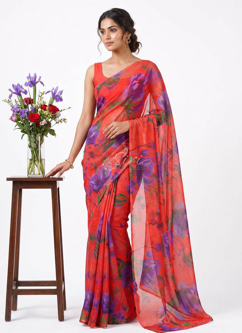 Exclusive Light Weight Garden Vareli Super Nara Chiffon Saree
