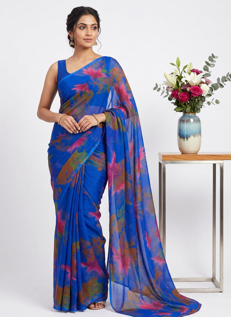 Latest Garden Vareli Super Nara Chiffon Saree without Blouse