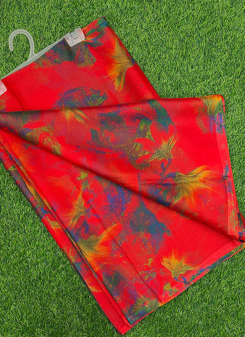 Latest Garden Vareli Super Nara Chiffon Saree without Blouse