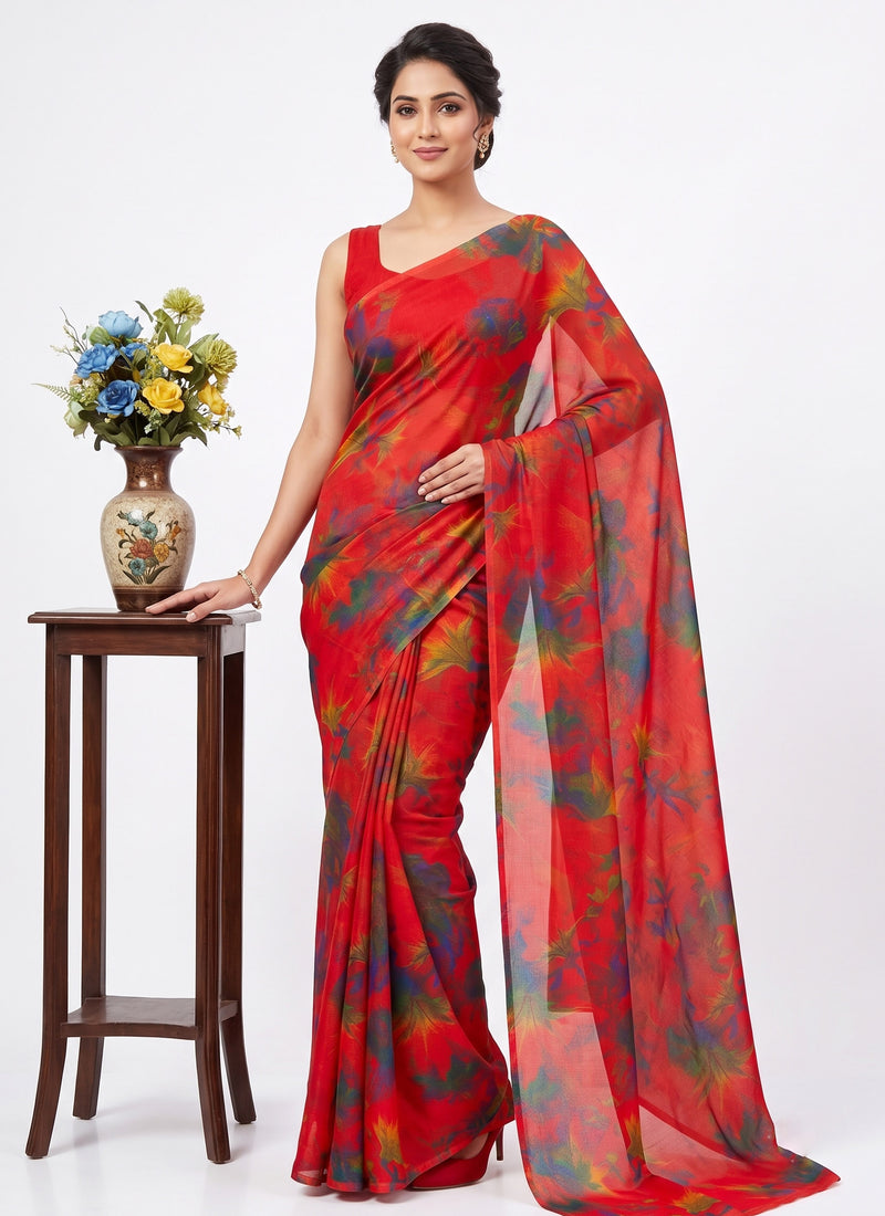 Latest Garden Vareli Super Nara Chiffon Saree without Blouse