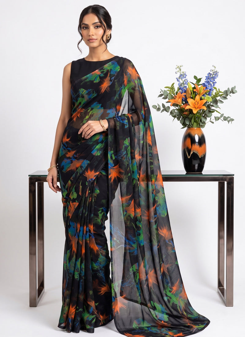 Latest Garden Vareli Super Nara Chiffon Saree without Blouse
