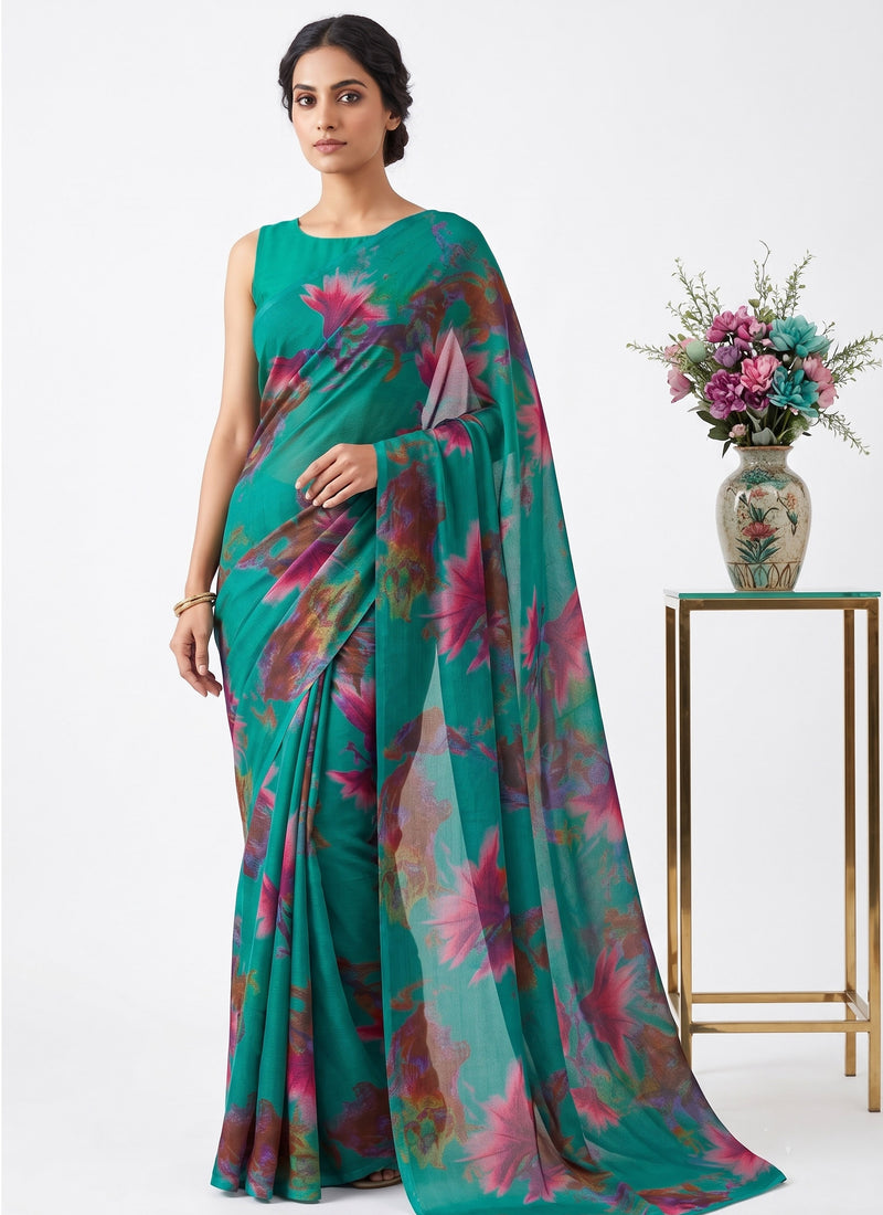 Latest Garden Vareli Super Nara Chiffon Saree without Blouse