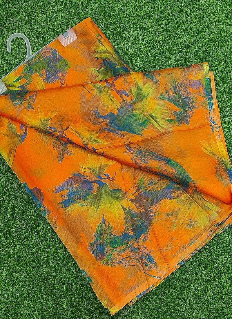 Latest Garden Vareli Super Nara Chiffon Saree without Blouse