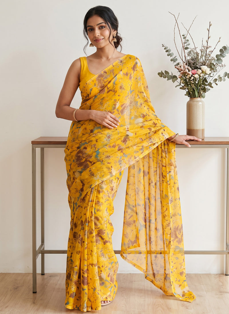 Latest Garden Vareli Super Nara Chiffon Saree without Blouse
