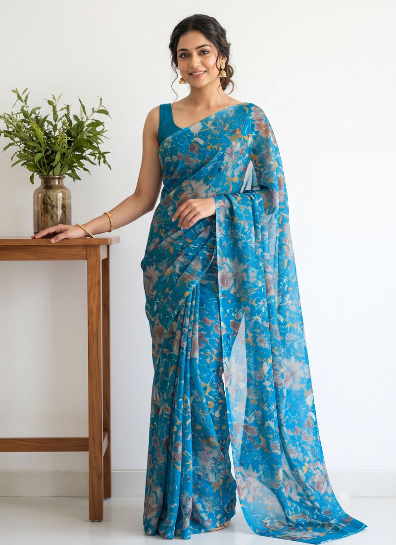 Latest Garden Vareli Super Nara Chiffon Saree without Blouse