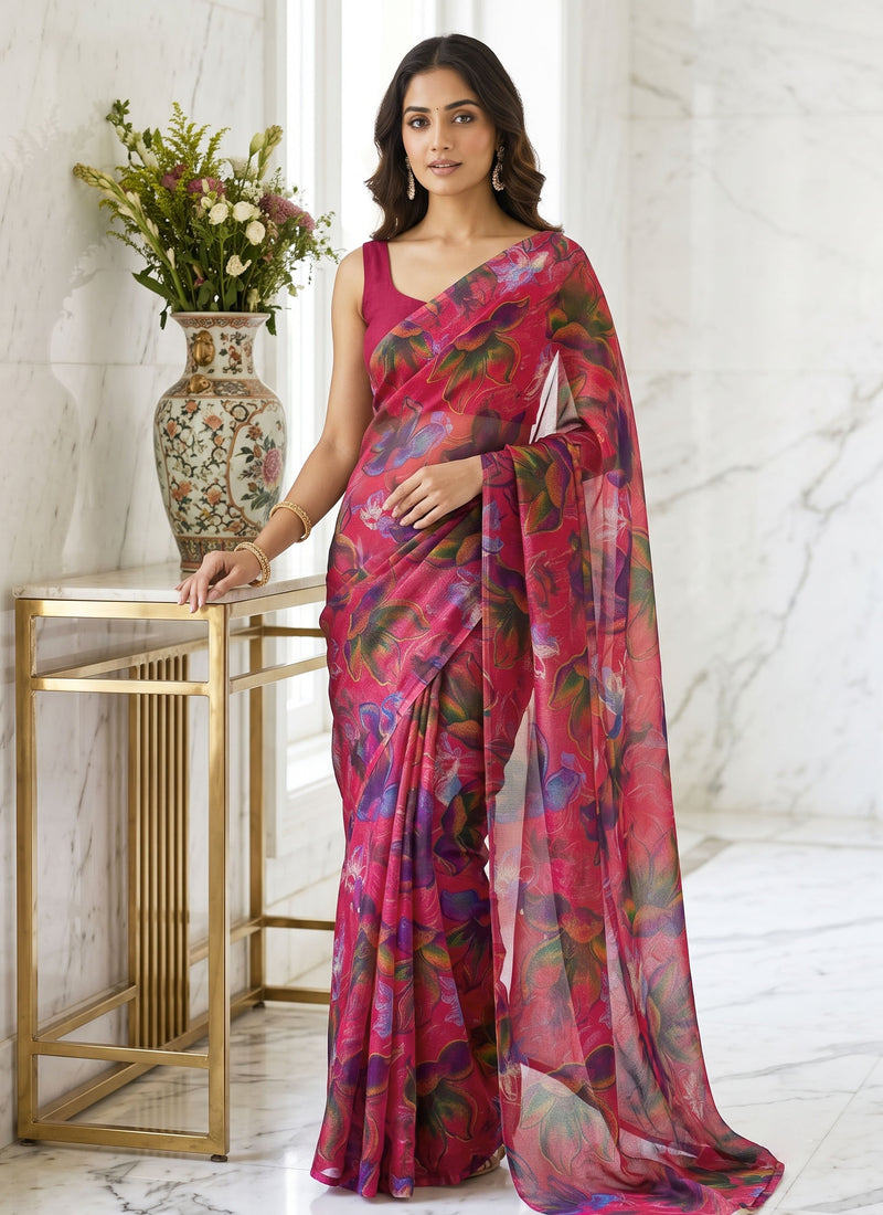 Latest Garden Vareli Super Nara Chiffon Saree without Blouse