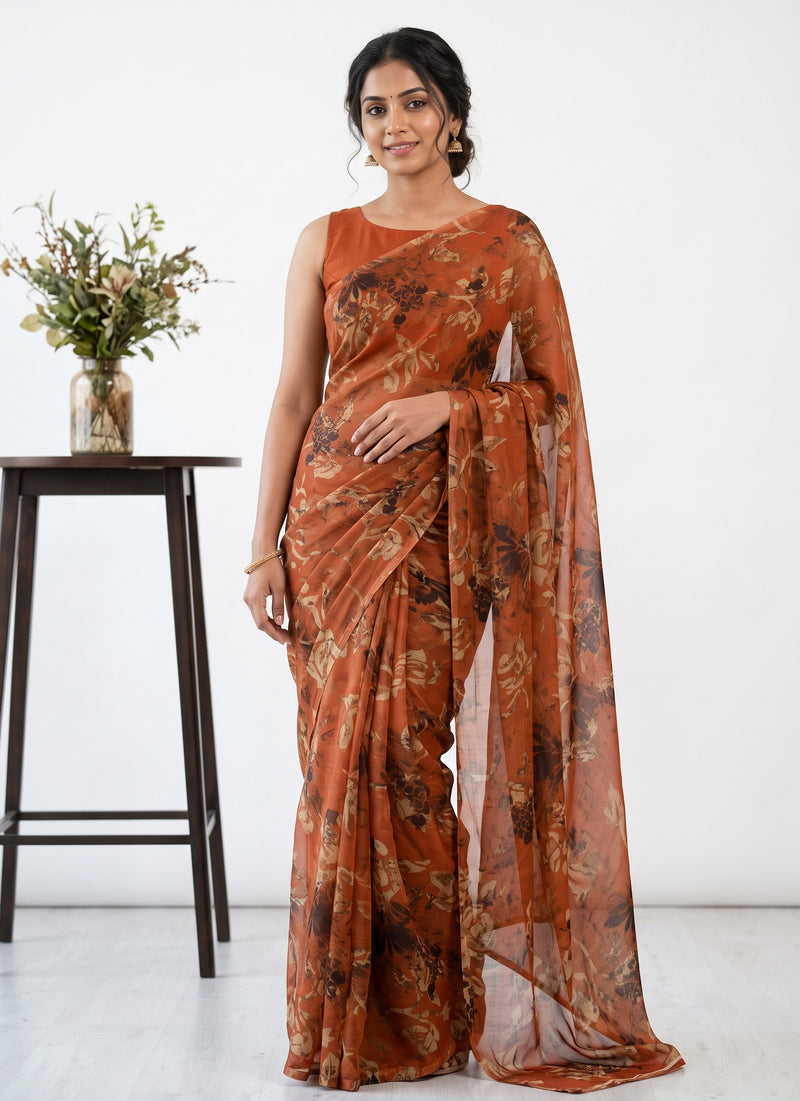 Latest Garden Vareli Super Nara Chiffon Saree without Blouse