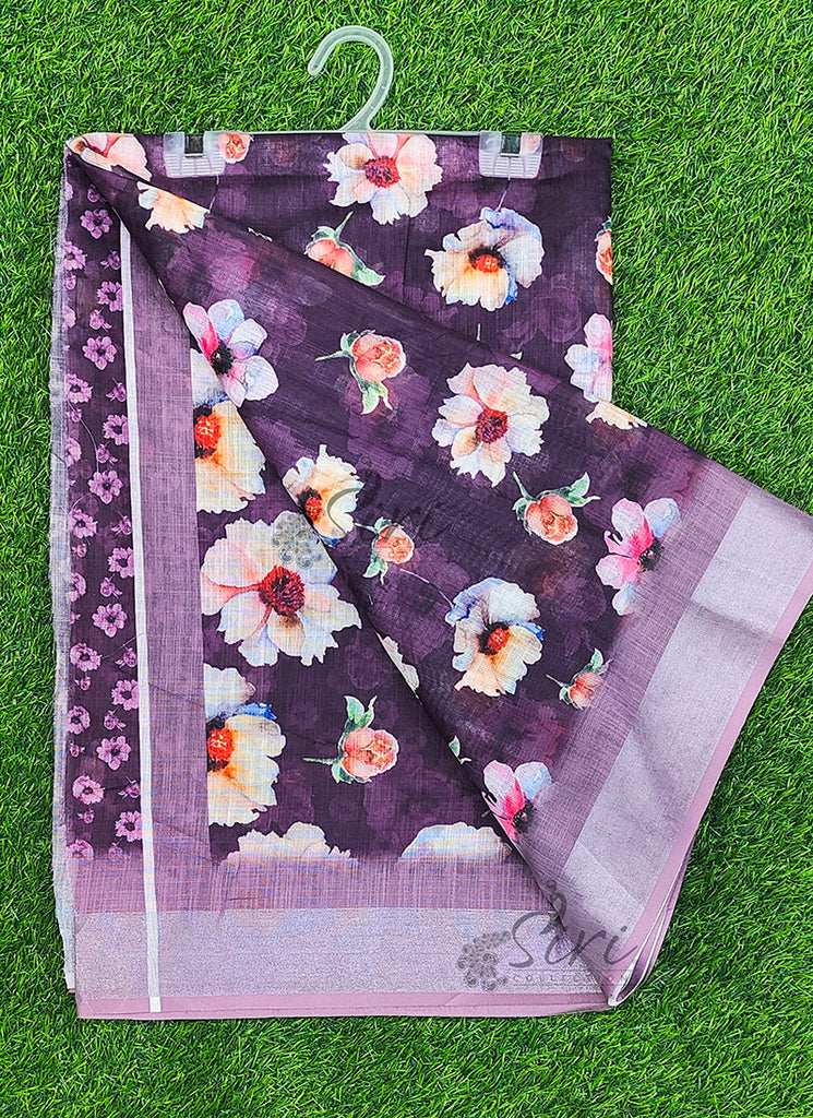 Beautiful Fancy Linen Digital Print Saree with Blouse