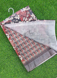 Lovely Digital Print Linen Cotton Saree with Blouse