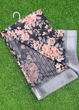Lovely Digital Print Linen Cotton Saree with Blouse