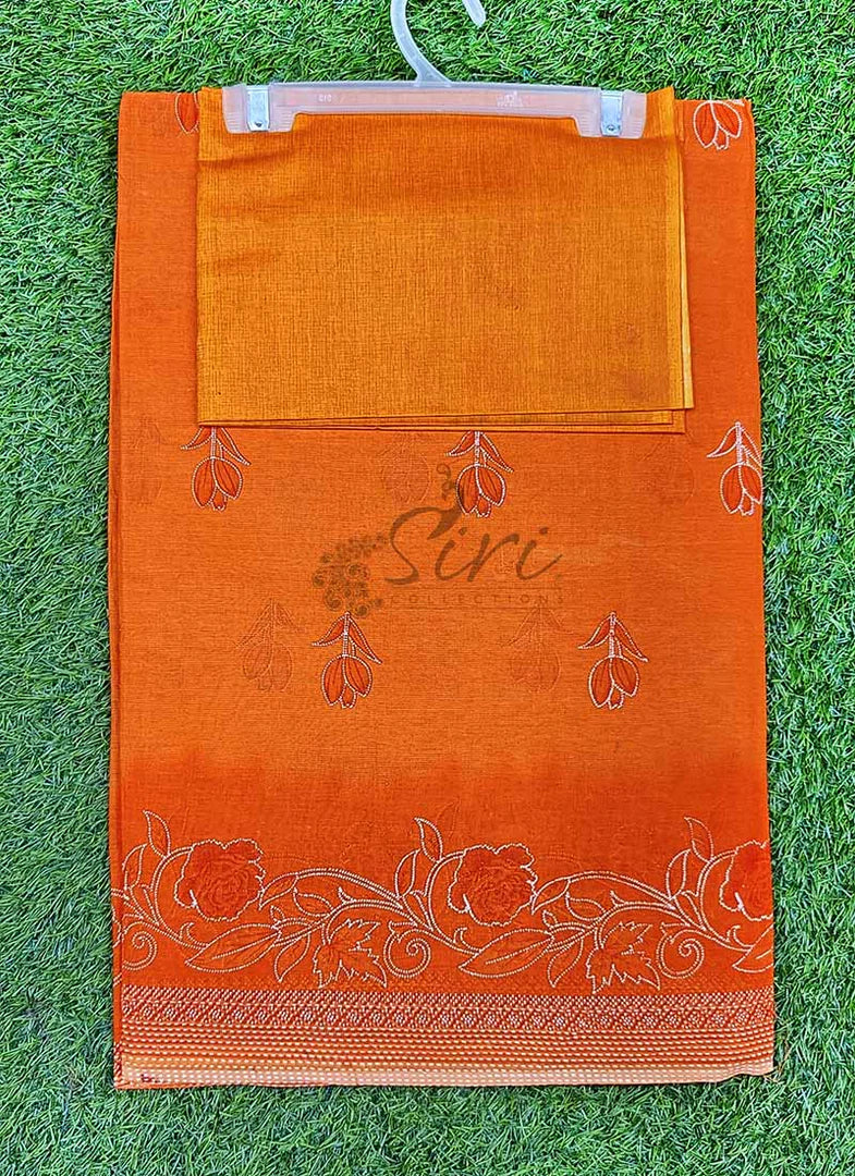 Latest Elegant Printed Pure Cotton Saree