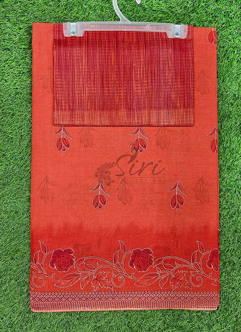 Latest Elegant Printed Pure Cotton Saree