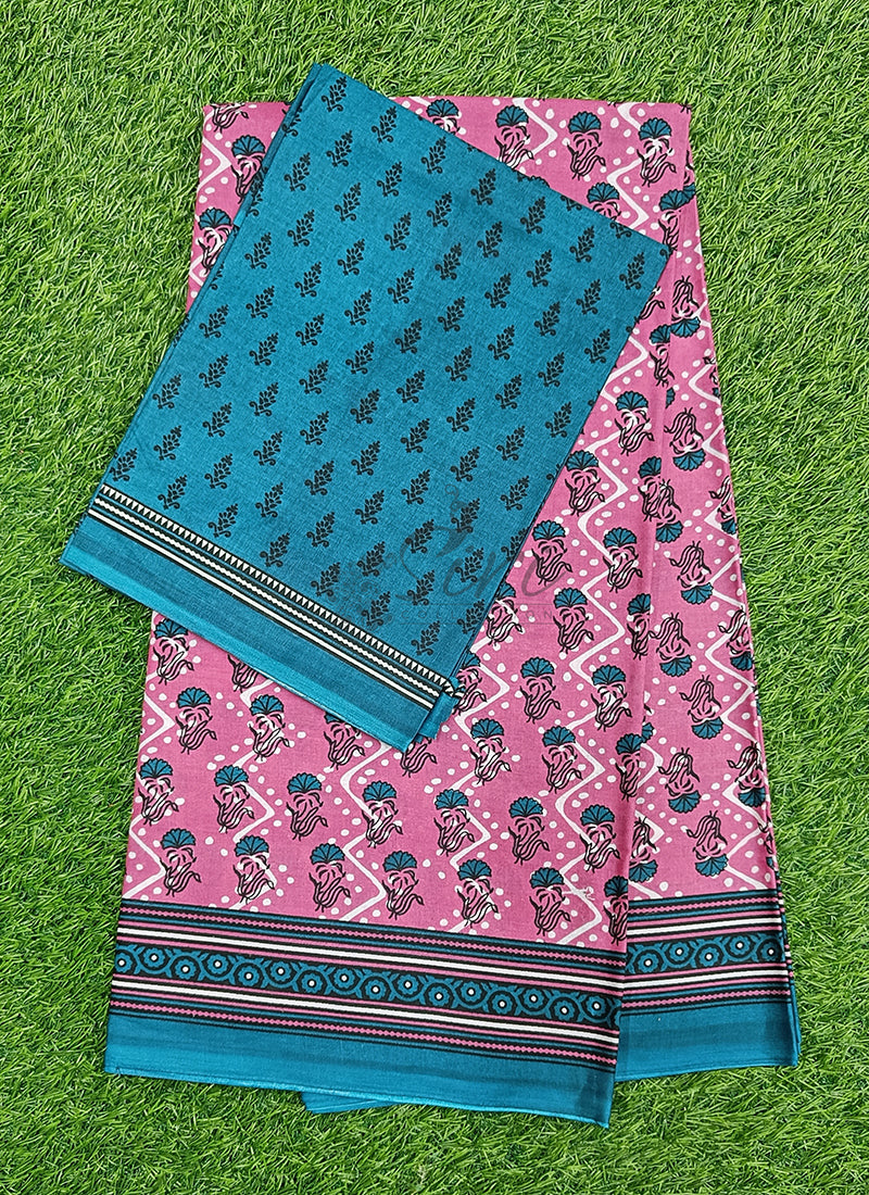 Beautiful Bhagru Print Pure Cotton Saree