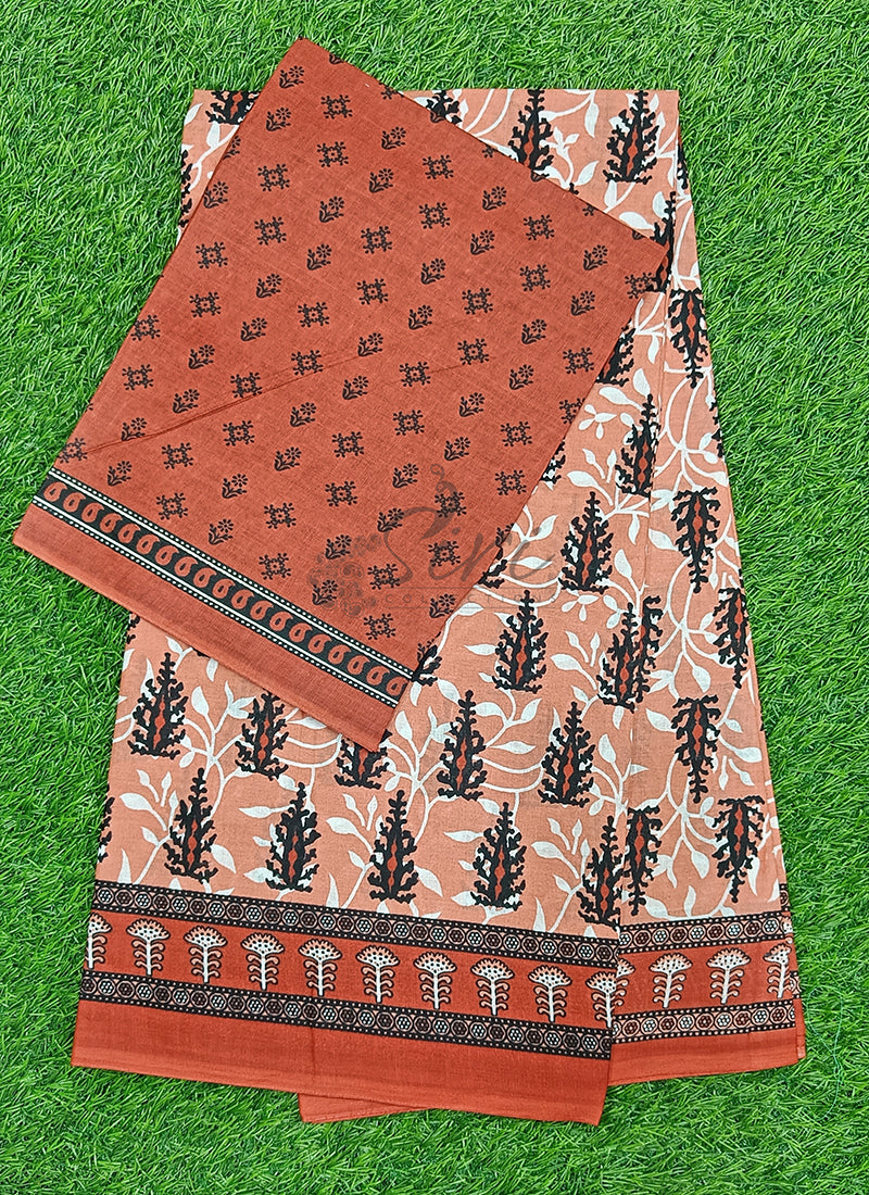Beautiful Bhagru Print Pure Cotton Saree