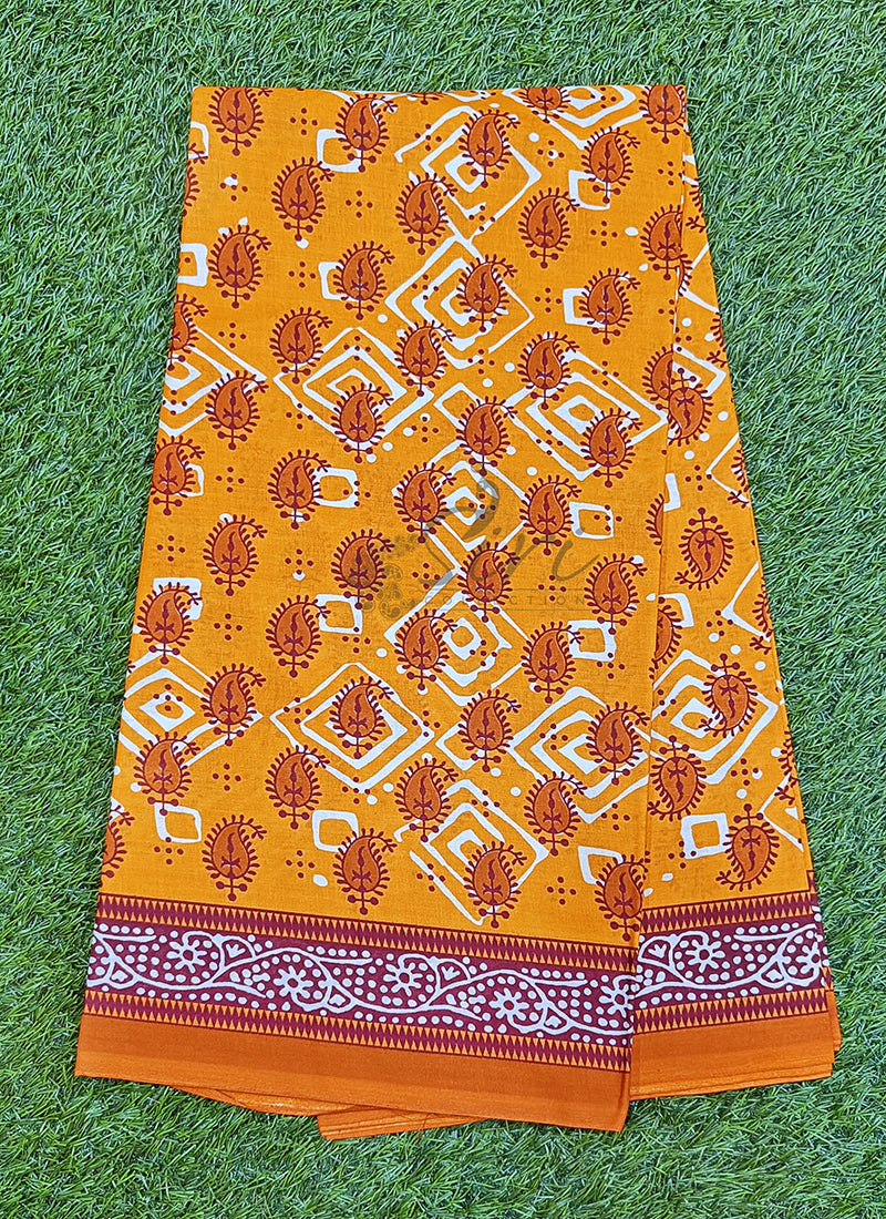 Beautiful Bhagru Print Pure Cotton Saree