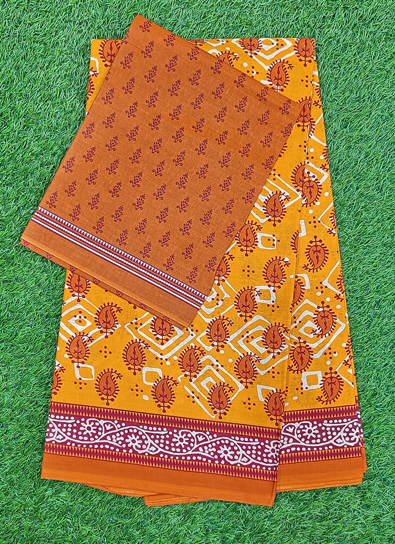 Beautiful Bhagru Print Pure Cotton Saree
