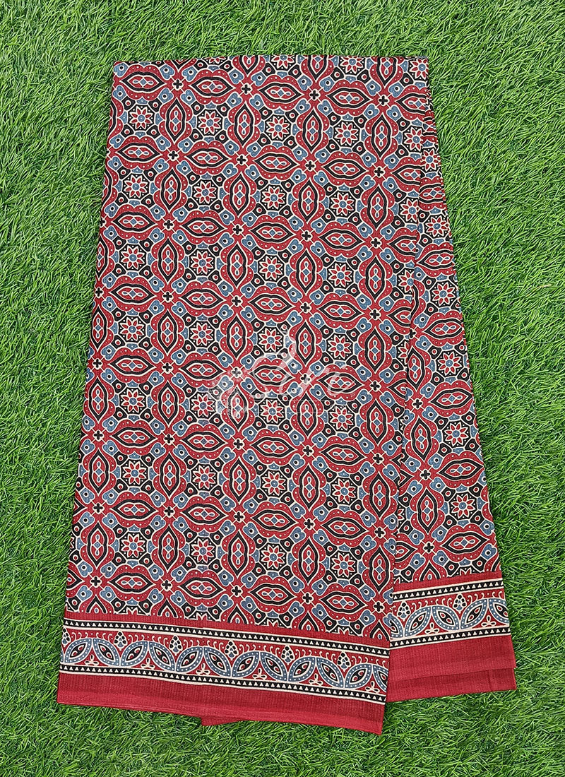 Ajrakh Print Pure Cotton Saree