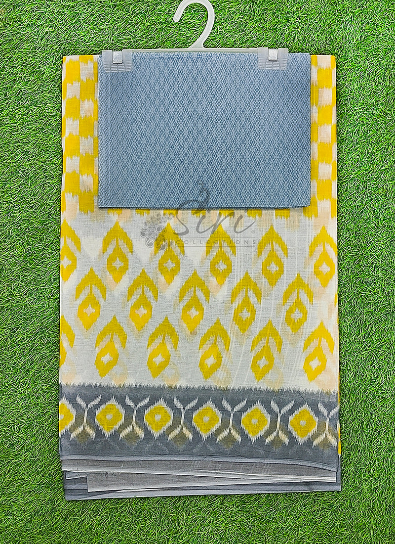 Pure Soft Cotton Saree in Ikat Print