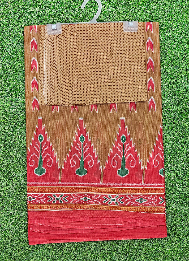 Pure Soft Cotton Saree in Ikat Print