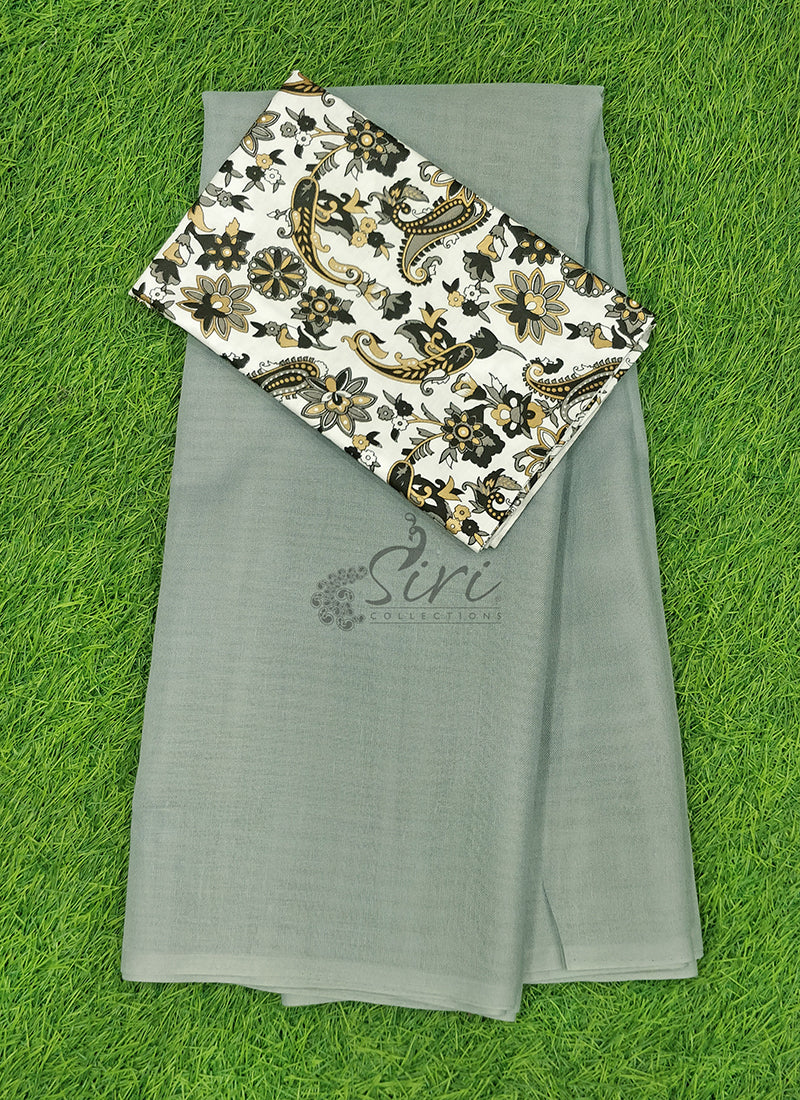 Elegant Linen Saree with Printed Blouse