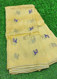 Beautiful Jute Silk Saree in Peacock Butis