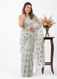 Designer Organza Saree in Cute Flower Design