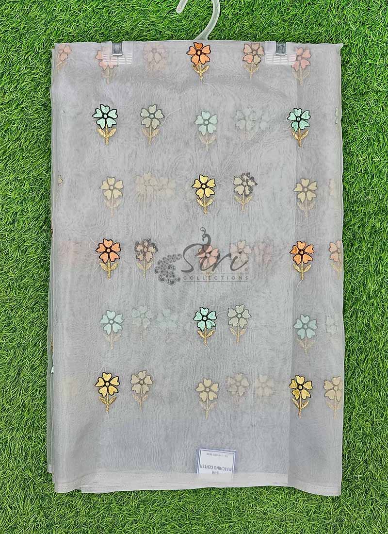 Designer Organza Saree in Cute Flower Design