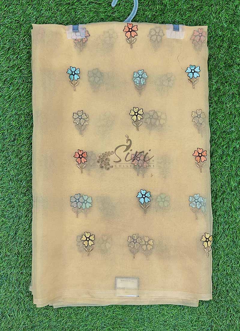 Designer Organza Saree in Cute Flower Design