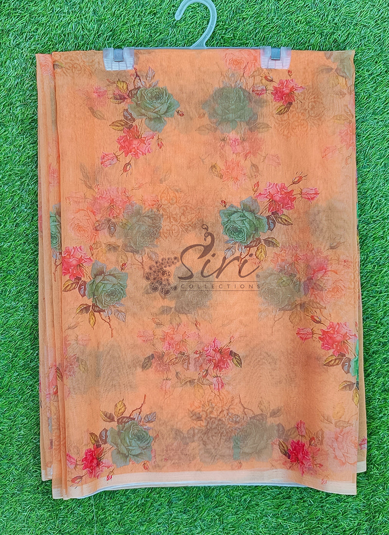 Lovely Digital Print Organza Saree