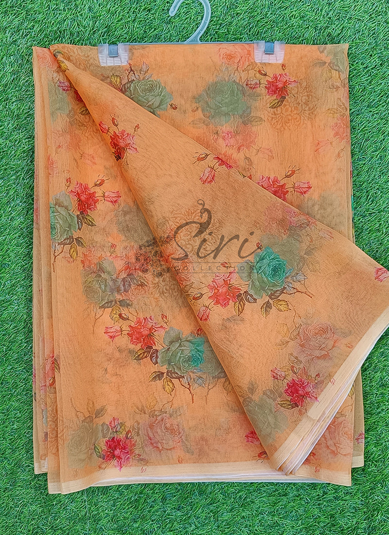 Lovely Digital Print Organza Saree