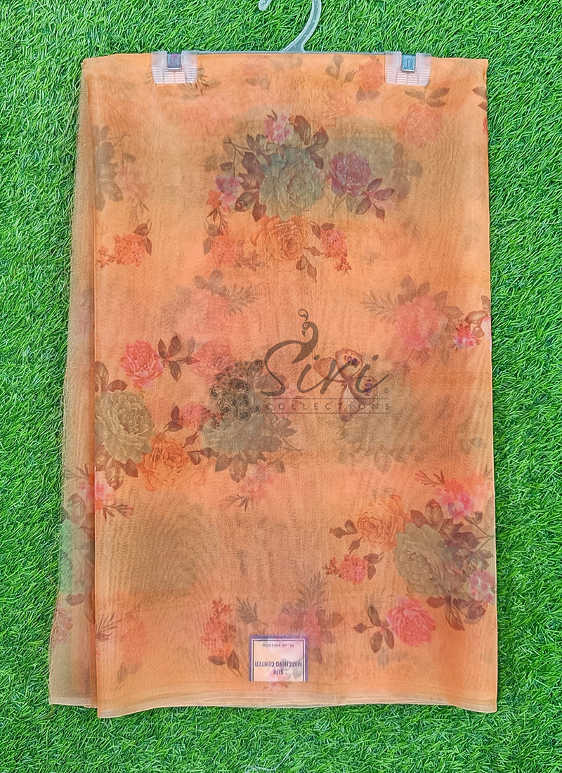 Lovely Digital Print Organza Saree