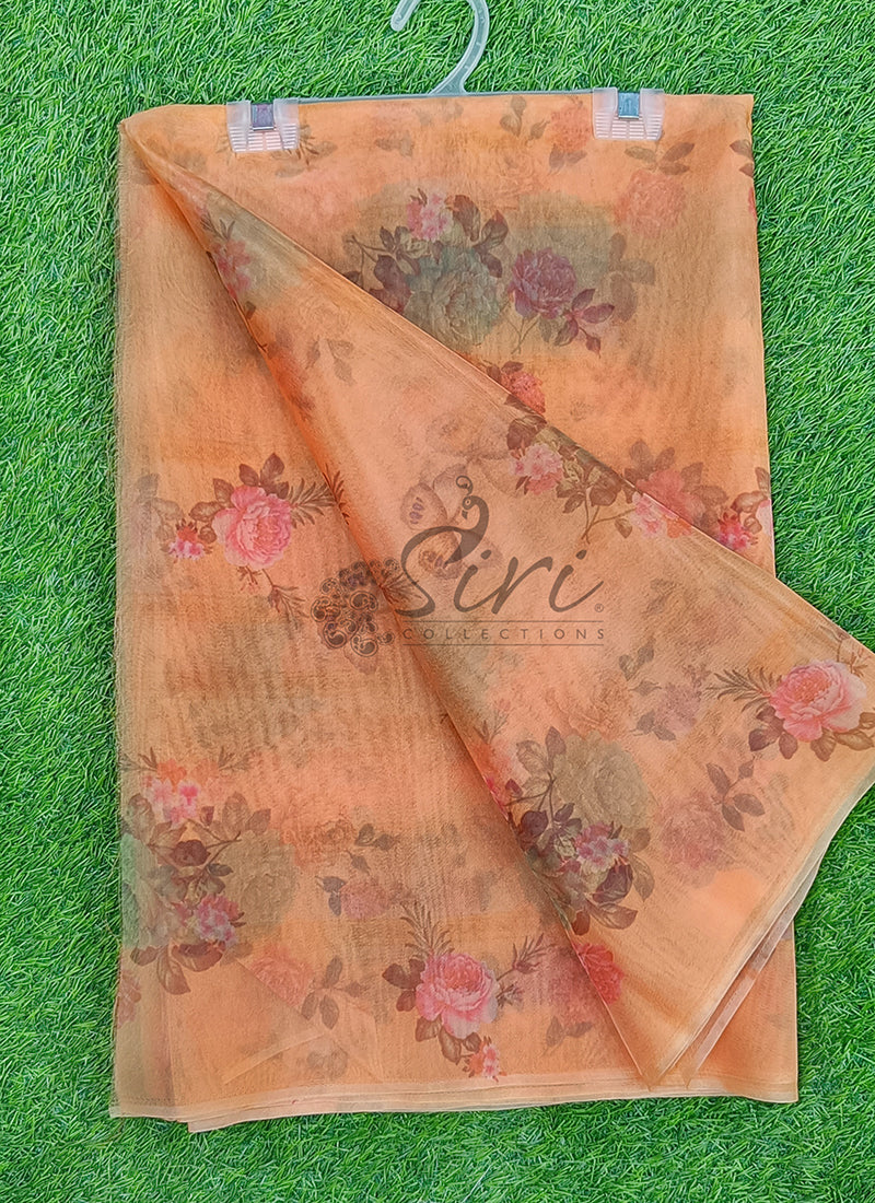 Lovely Digital Print Organza Saree
