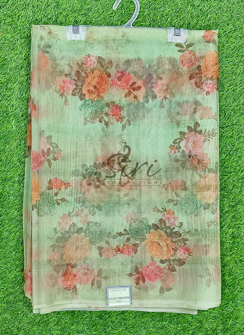 Lovely Digital Print Organza Saree