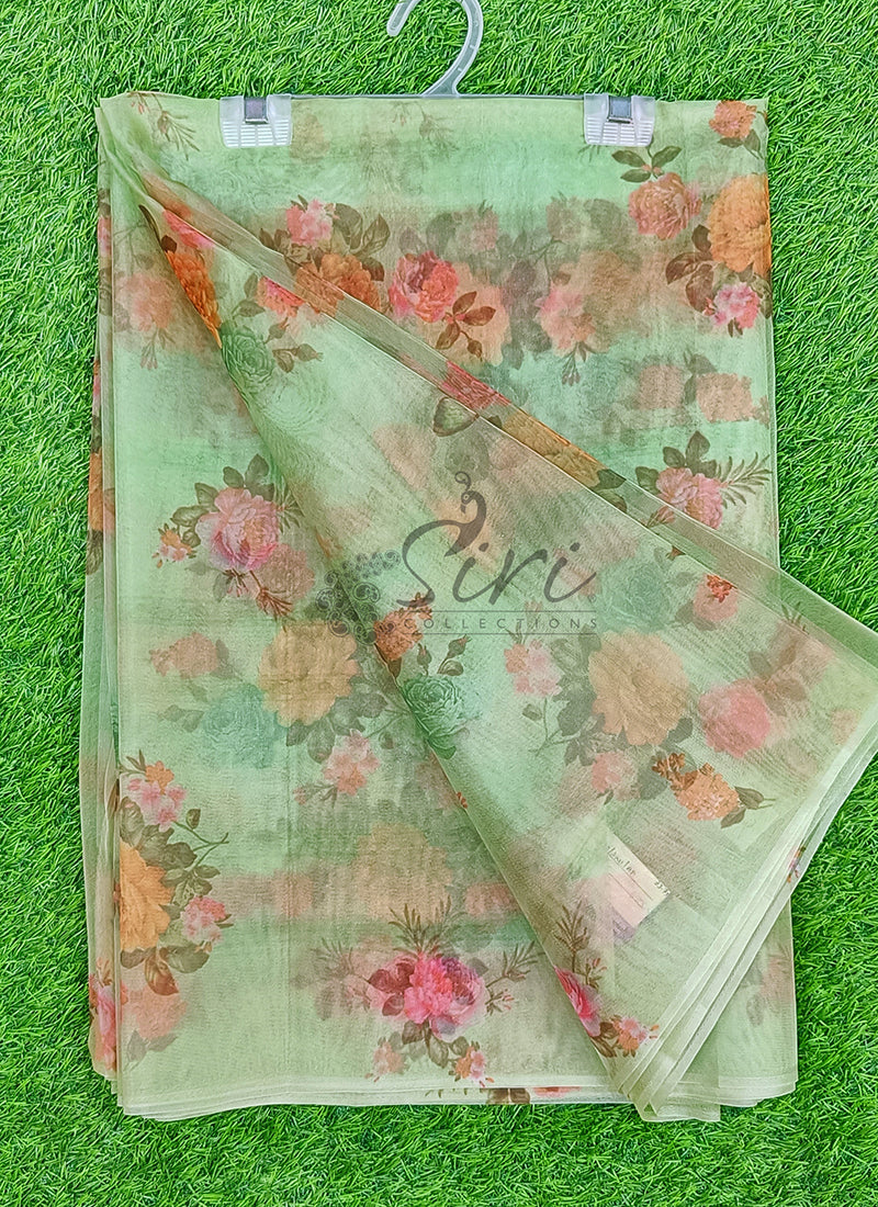 Lovely Digital Print Organza Saree