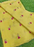 Lovely Jute Georgette Saree in Embroidery Tassel Butis