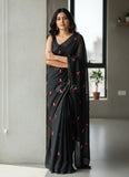 Lovely Jute Georgette Saree in Embroidery Tassel Butis