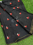 Lovely Jute Georgette Saree in Embroidery Tassel Butis