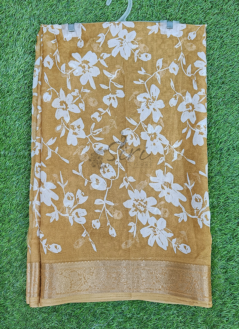 Lovely Printed Georgette Saree in Self Design