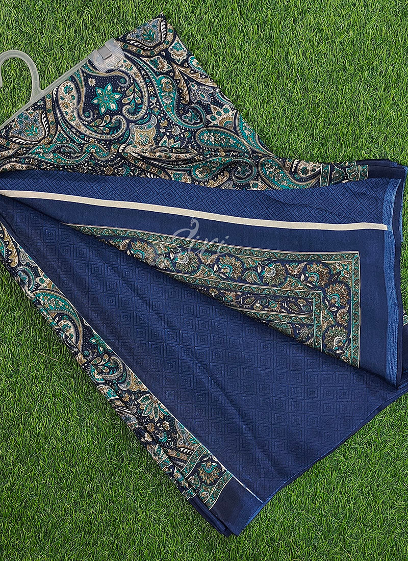 Latest Beautiful Printed Crepe Saree with Blouse