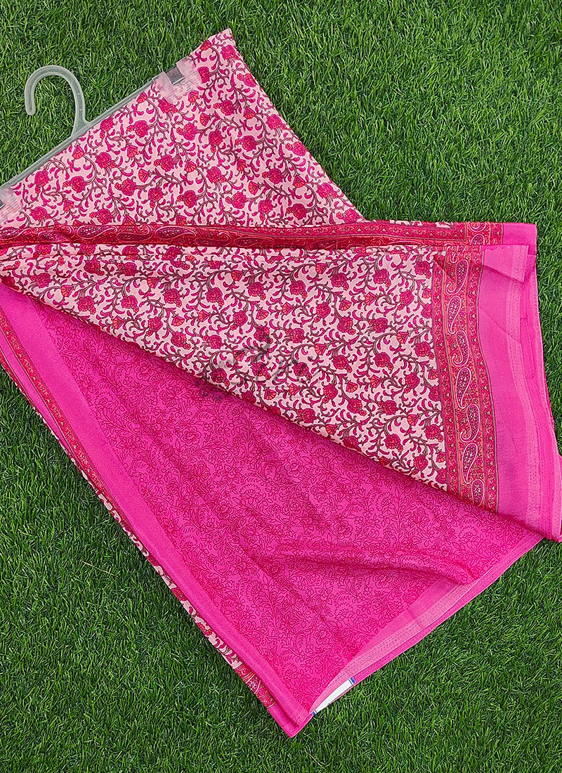 Latest Beautiful Printed Crepe Saree with Blouse