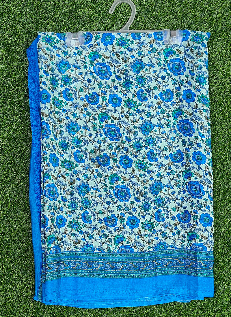 Latest Beautiful Printed Crepe Saree with Blouse