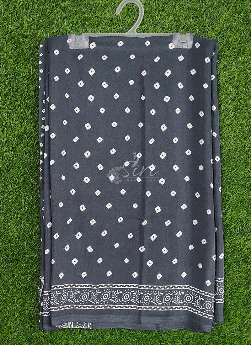 Latest Beautiful Printed Crepe Saree with Blouse