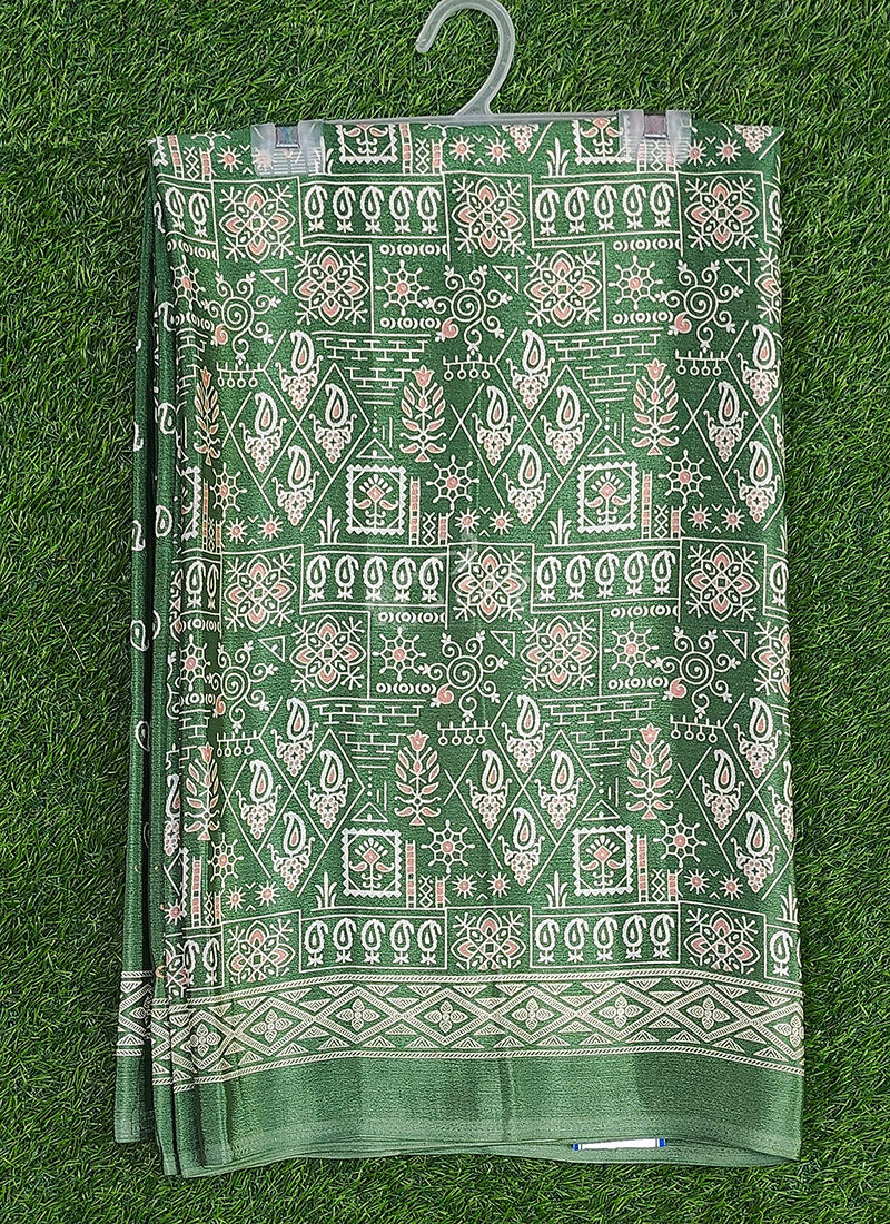 Latest Beautiful Printed Crepe Saree with Blouse