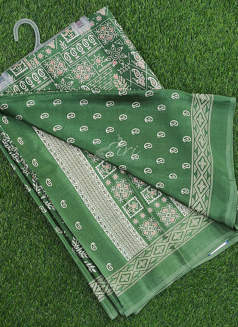Latest Beautiful Printed Crepe Saree with Blouse