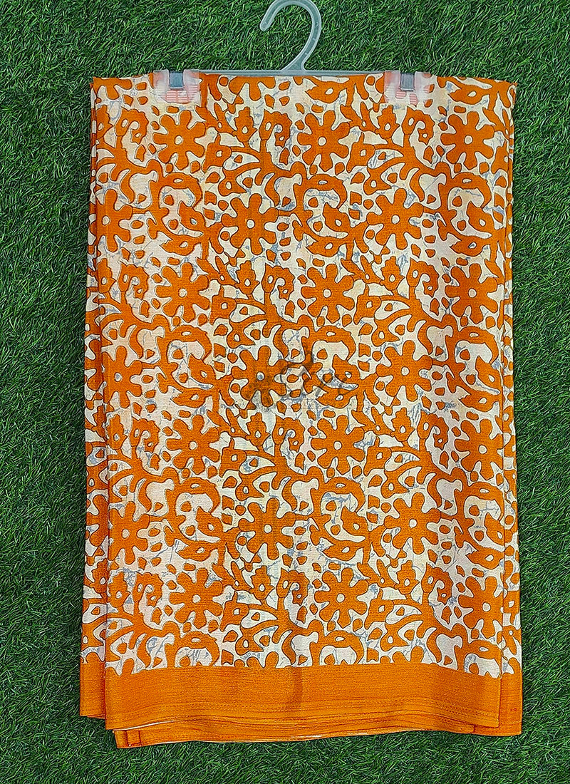 Latest Beautiful Printed Crepe silk Saree with Blouse