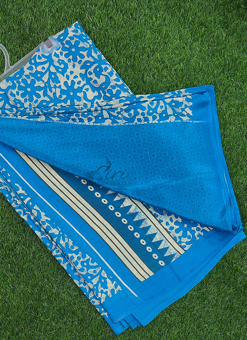 Latest Beautiful Printed Crepe silk Saree with Blouse