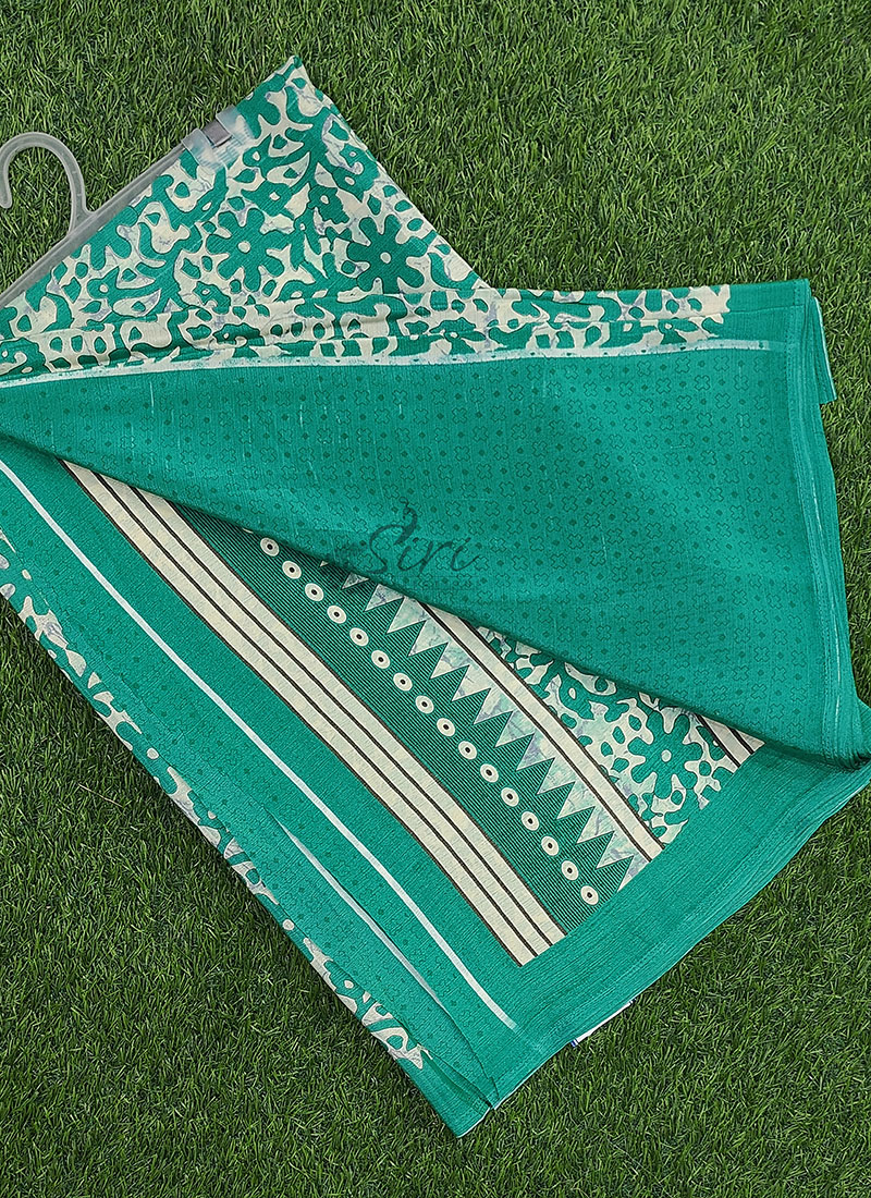 Latest Beautiful Printed Crepe silk Saree with Blouse