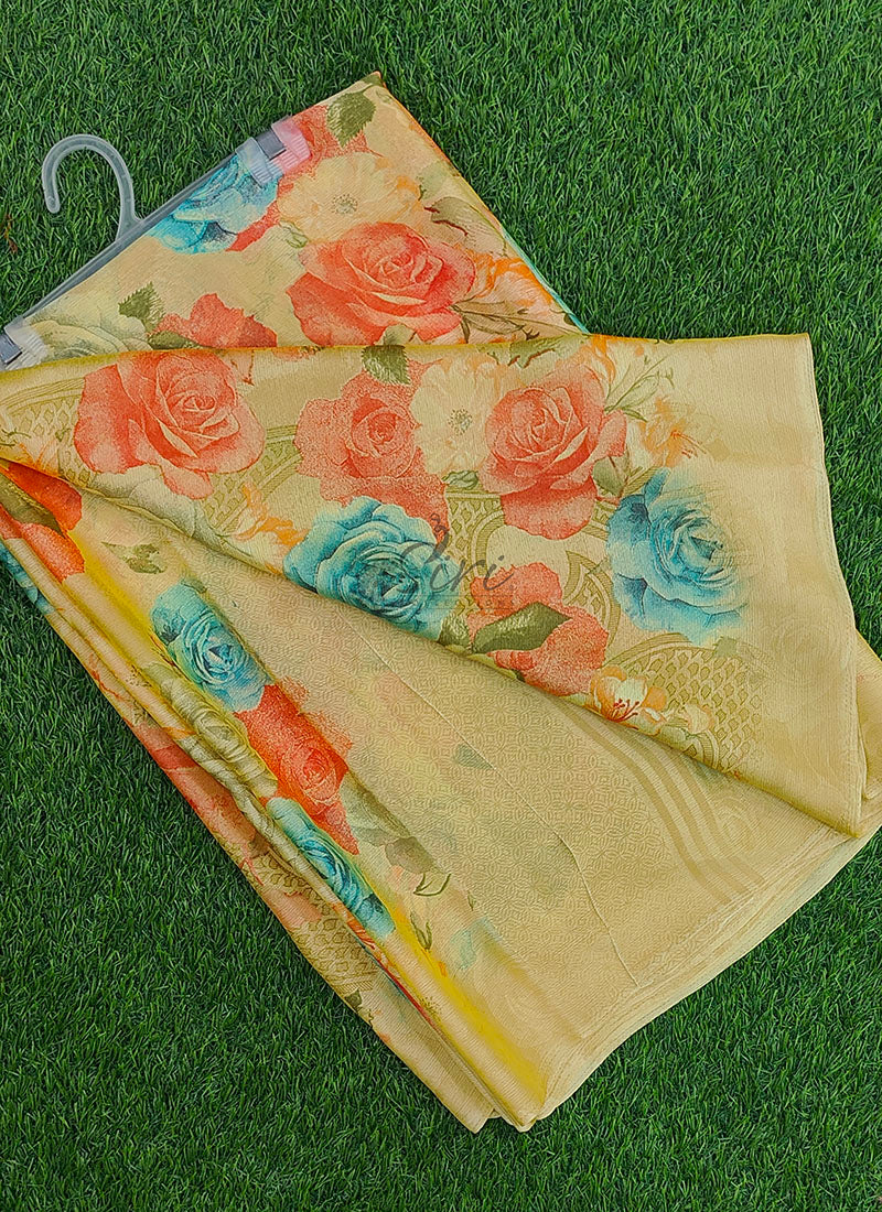 Beautiful Printed Chiffon Saree with Blouse